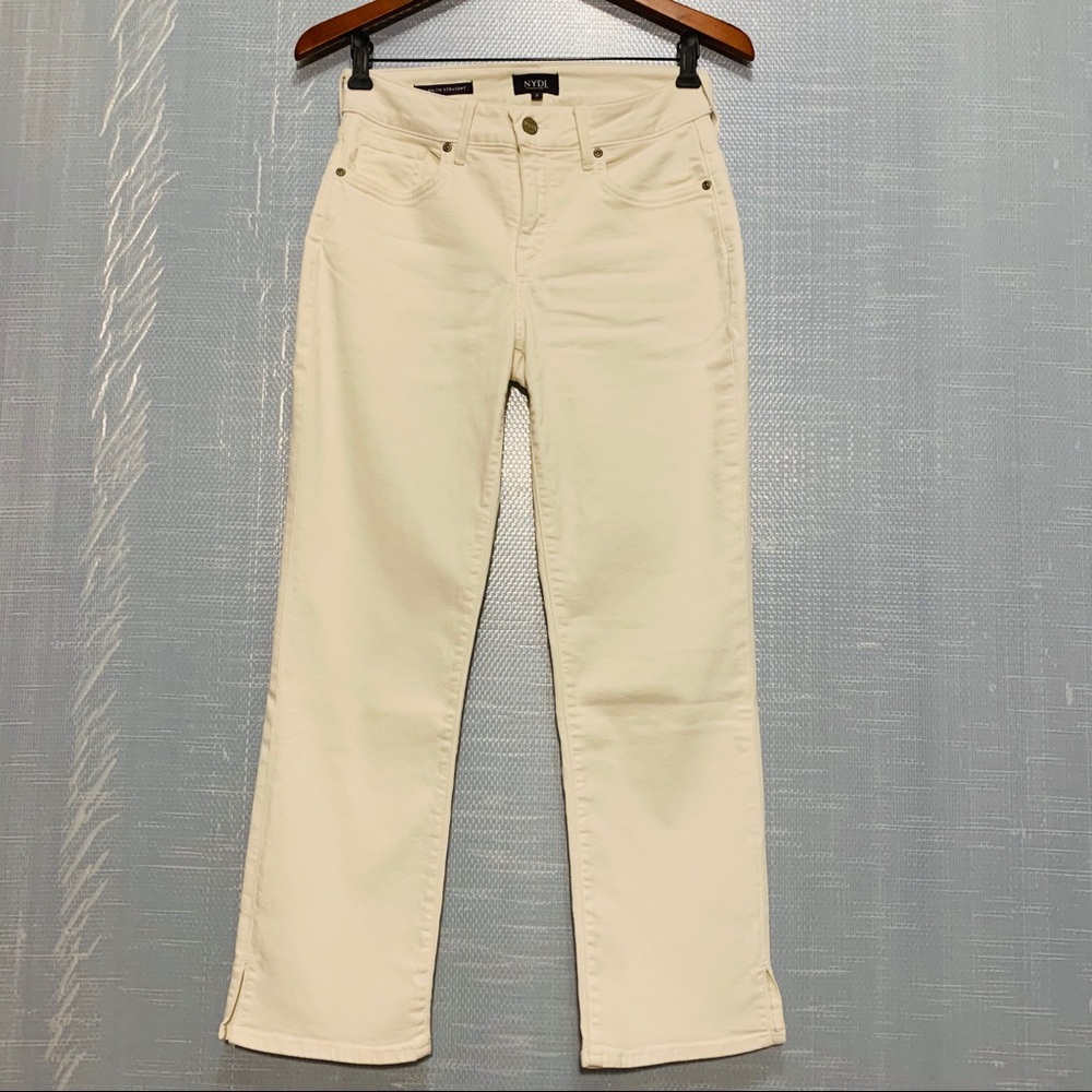 NYDJ Marilyn straight ankle white jeans